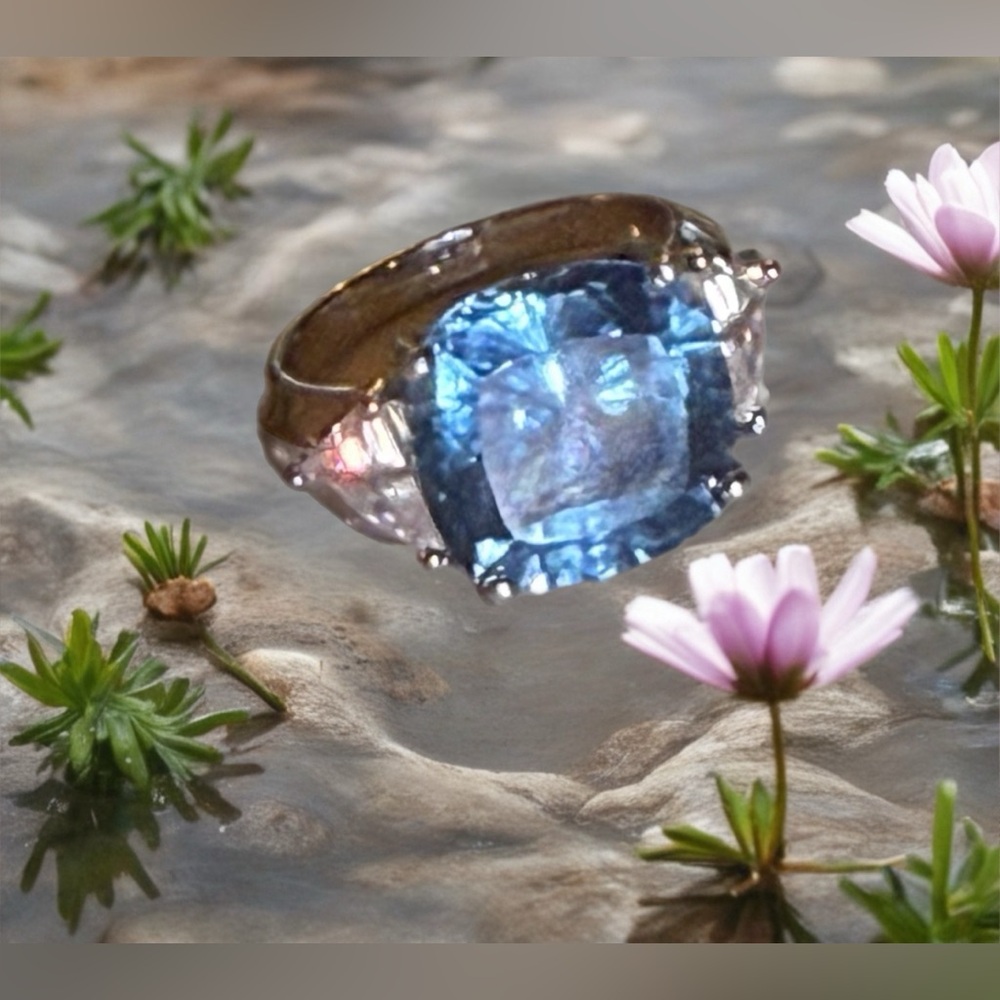 HP 🎉 Blue topaz ring size 5 - Picture 6 of 16